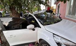 Denizli’de yoldan çıkan otomobil önce ağaca sonra eve çarptı