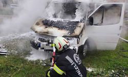 Park halindeki minibüs alevlere teslim oldu