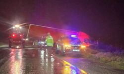 Tır şarampole uçtu