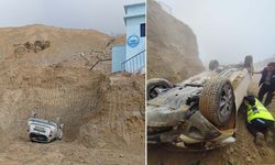 Kontrolden çıkan otomobil, DESKİ’nin açtığı çukura düştü: 1 yaralı