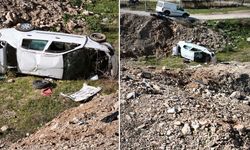 Emniyet şeridindeki kamyonete çarpan otomobil boş araziye uçtu: 4 yaralı