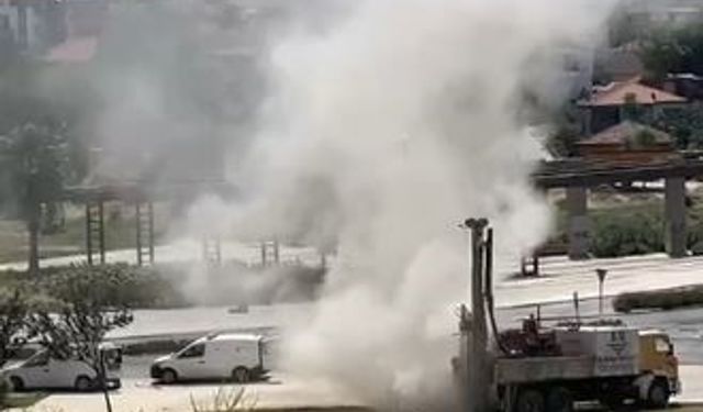 Denizli'de Sondaj Yapılırken Doğalgaz Hattı Patladı