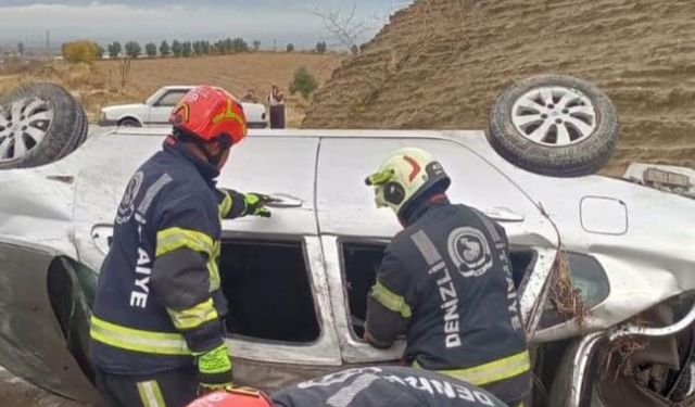 Yoldan çıkan otomobil takla attı; 2 yaralı