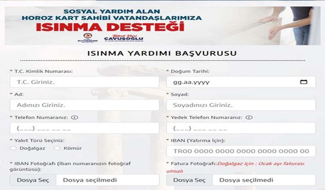 Isınma desteği müracaatları başladı