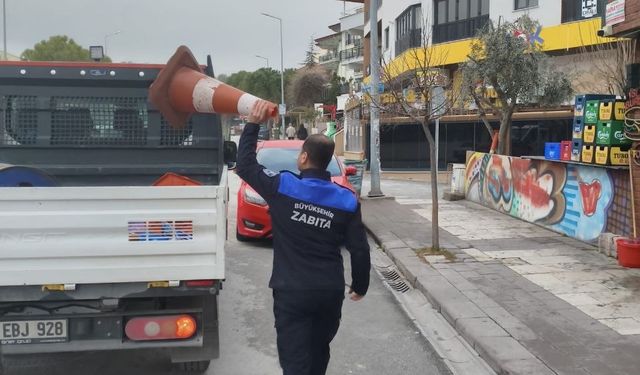 Zabıta ekiplerinden kaldırım işgallerine sıkı takip