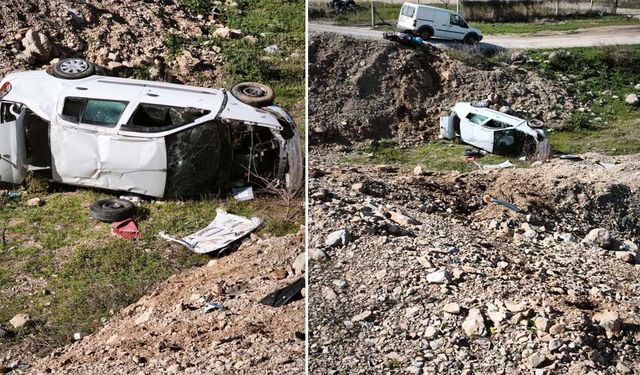 Emniyet şeridindeki kamyonete çarpan otomobil boş araziye uçtu: 4 yaralı