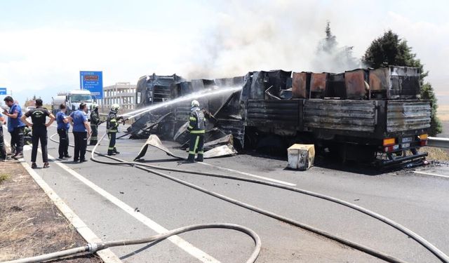 Beyaz Eşya Yüklü Tırda Çıkan Yangın Tahıl Tarlalarına Sıçradı
