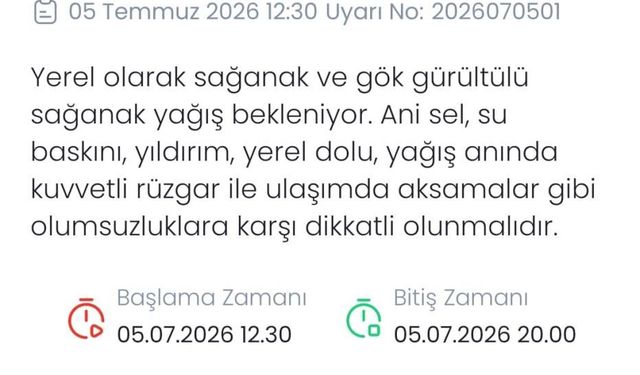 Denizli İçin Kuvvetli Yağış ve Sel Uyarısı