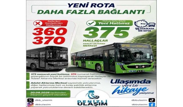 Denizli'de 360 ve 370 Numaralı Otobüsler İptal Edildi, Yeni 375 Hattı Başlıyor
