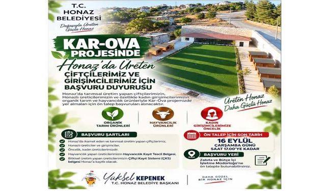 Honaz’da Kar-Ova Projesi İçin Başvurular Başladı