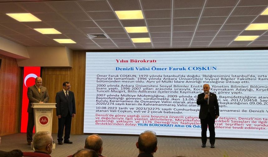 Denizli'de '2025 Altın Ok' ödülü Vali Coşkun'a verildi