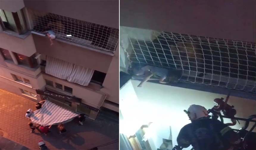 Denizli'de Balkon Filesinde Asılı Kalan Çocuğunu Düşmesin Diye Dakikalarca Tuttu
