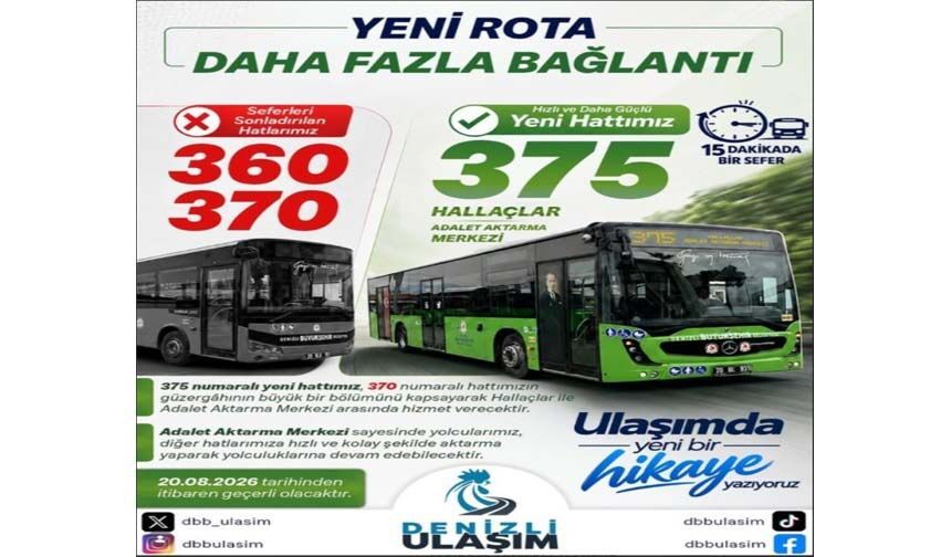 Denizli'de 360 ve 370 Numaralı Otobüsler İptal Edildi, Yeni 375 Hattı Başlıyor
