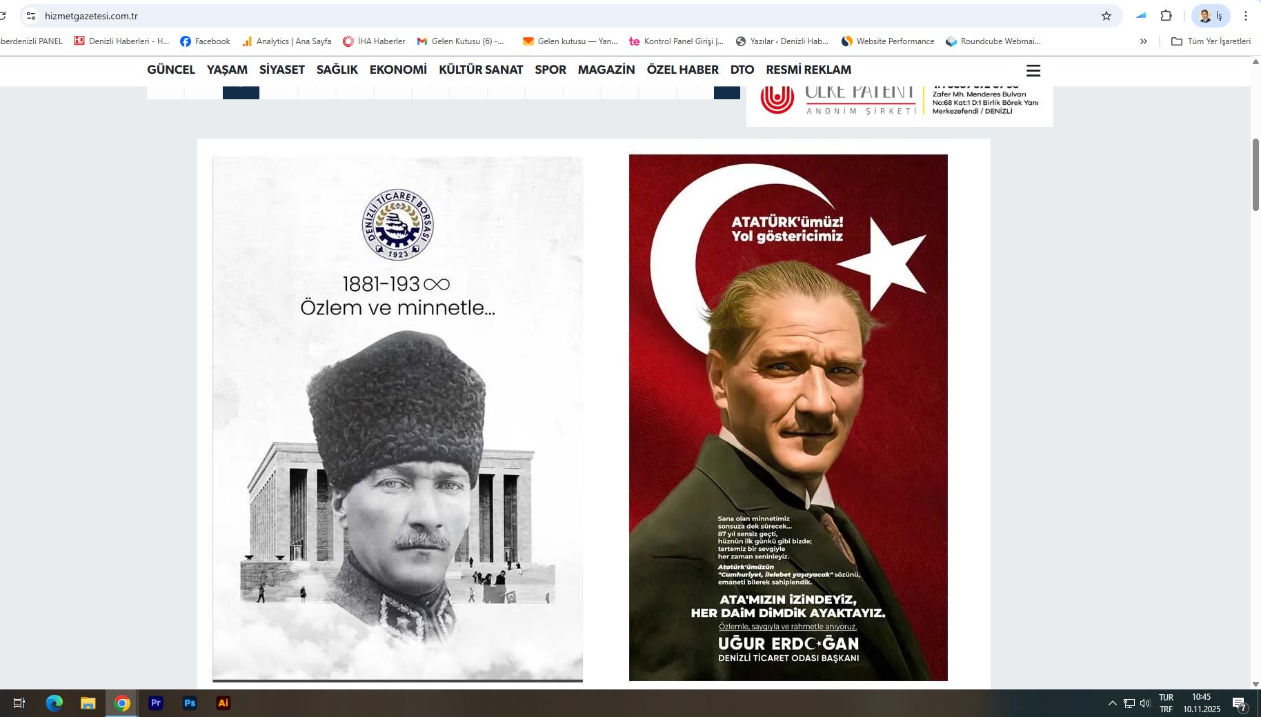 Hizmet Gazetesi 10 Kasım Ilanları