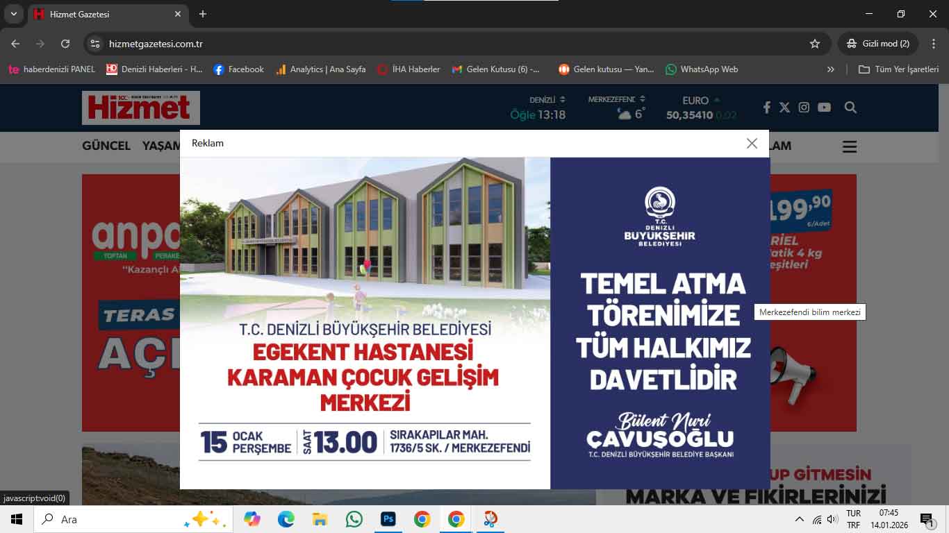 14 Ocak Hizmet Gazetesi