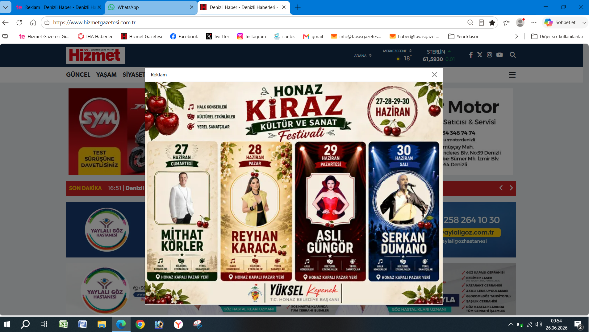 Honaz Beledi̇ye Ki̇raz Festi̇vali̇ Ekran Görüntüsü Son Hali̇
