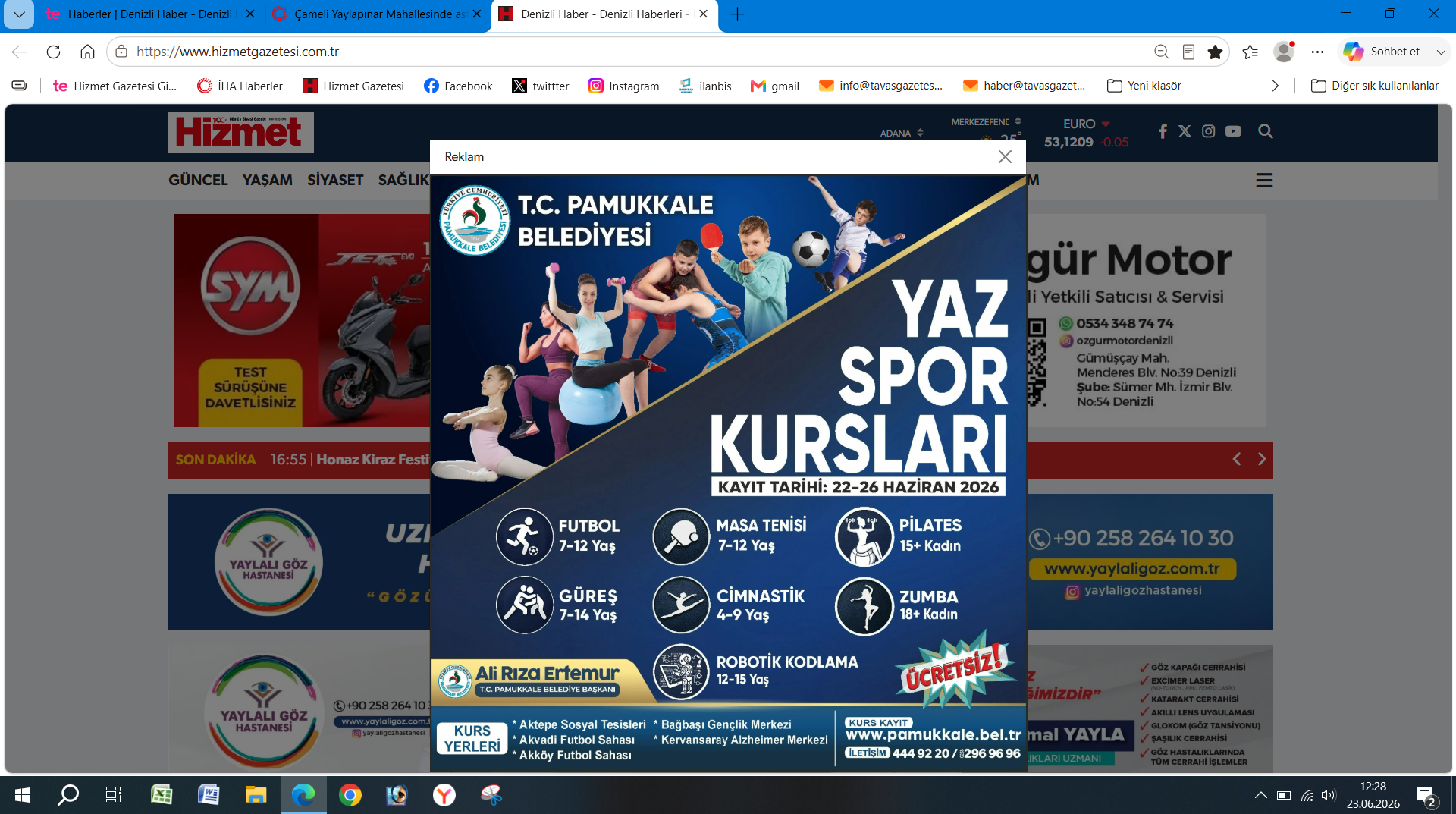 Pamukkale Beledi̇yesi̇ Yaz Spor Okullari Ekran Görüntüsü