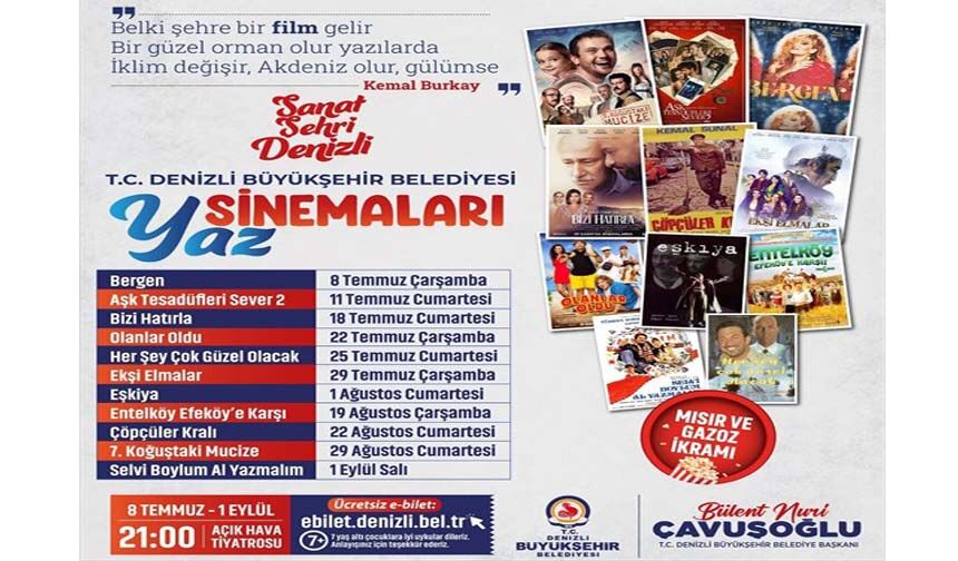 Denizli’de Yaz Akşamları Sinema Keyfiyle Taçlanıyor