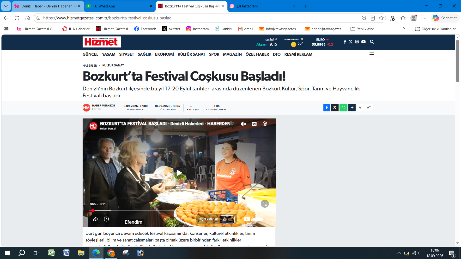 Bozkurt Festival Ekran Görüntüsü 18 Eylül
