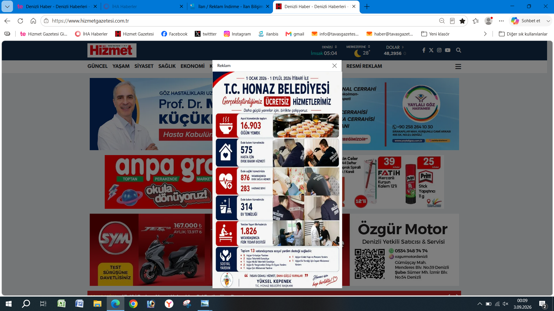 Honaz Beledi̇ye Yeni̇ İlan