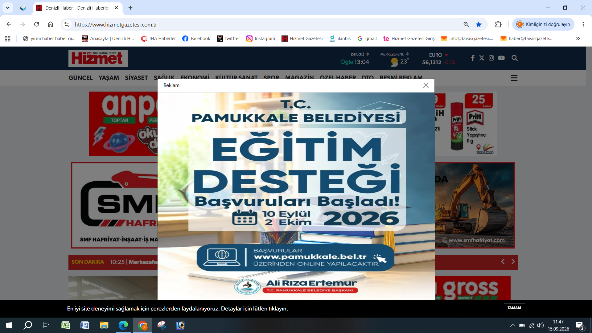 Pamukkale Beledi̇ye 14 Eylül Resmi̇ İlan Ekran