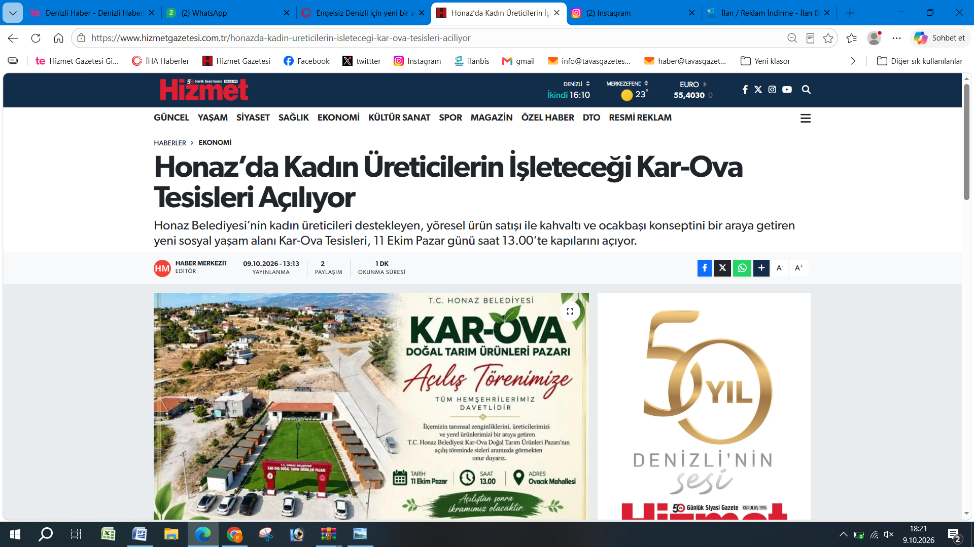 Honaz Karova Tesi̇sleri̇ Açiliş