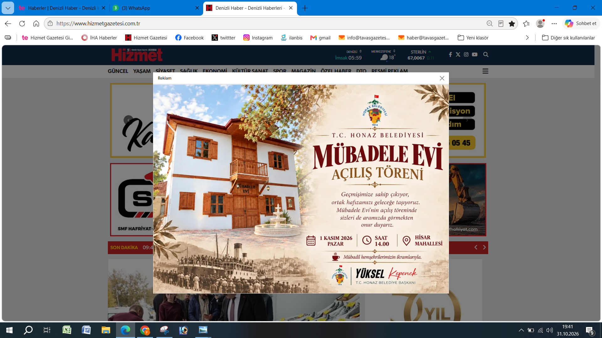 Honaz Mübadele Evi Ekran Alıntısı