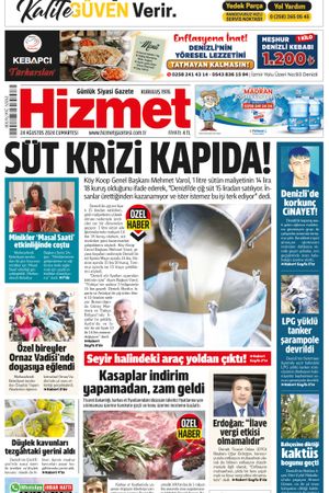 24.08.2024 Cumartesi - Hizmet Gazetesi