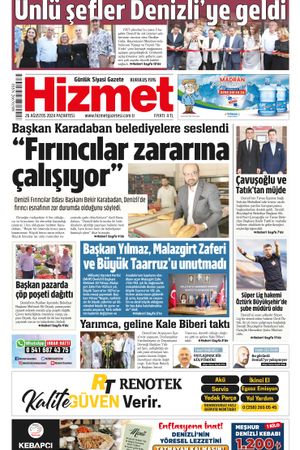 26.08.2024 Pazartesi - Hizmet Gazetesi