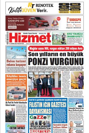 07.10.2024 Pazartesi - Hizmet Gazetesi