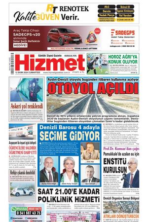 12.10.2024 Cumartesi - Hizmet Gazetesi