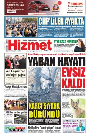 01.11.2024 Cuma - Hizmet Gazetesi