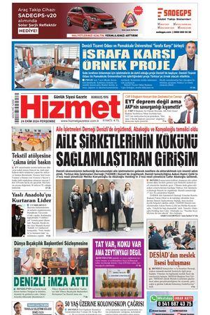 24.10.2024 Perşembe - Hizmet Gazetesi