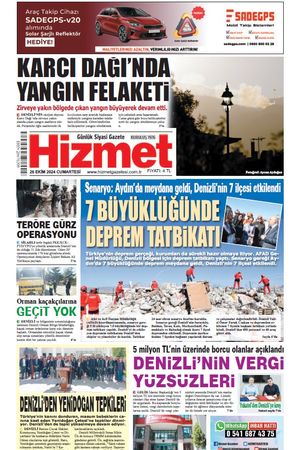 26.10.2024 Cumartesi - Hizmet Gazetesi