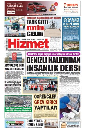 12.11.2024 Salı - Hizmet Gazetesi