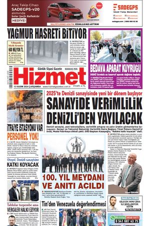 13.11.2024 Çarşamba - Hizmet Gazetesi