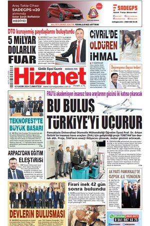 16.11.2024 Cumartesi - Hizmet Gazetesi