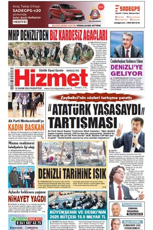 18.11.2024 Pazartesi - Hizmet Gazetesi