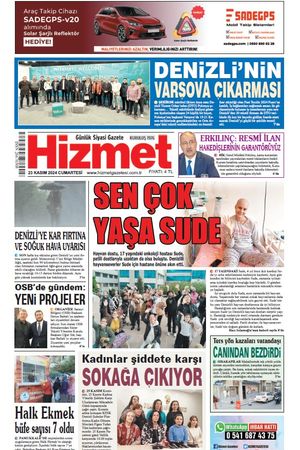 23.11.2024 Cumartesi - Hizmet Gazetesi