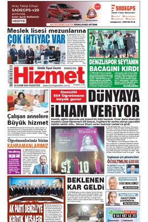 25.11.2024 Pazartesi - Hizmet Gazetesi