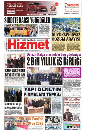 27.11.2024 Çarşamba - Hizmet Gazetesi