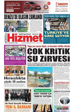 08.11.2024 Cuma - Hizmet Gazetesi