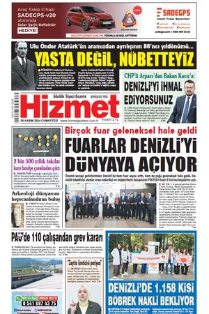 09.11.2024 Cumartesi - Hizmet Gazetesi